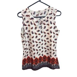 Elegant Paisley Print Sleeveless Blouse